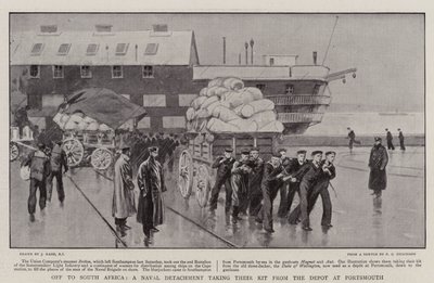 Auf nach Südafrika, ein Marine-Detachement nimmt ihre Ausrüstung aus dem Depot in Portsmouth von Joseph Nash